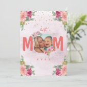 ママの写真、花とカスタムメッセージ シーズンカード (スタンド正面)