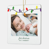 ママの初めてのクリスマスカラフルストリングライト セラミックオーナメント (左)