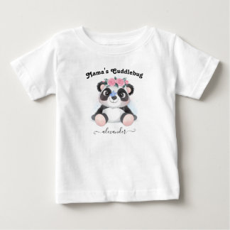 ママの可愛いパンダベアベビー名付き可愛いママ ベビーTシャツ