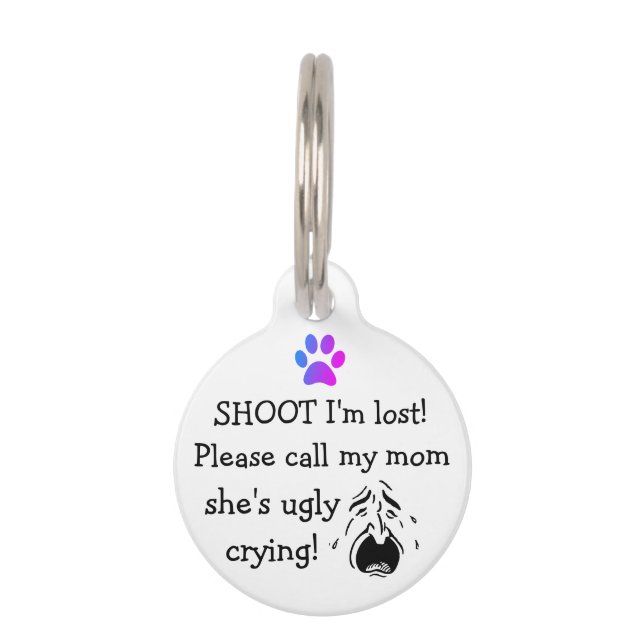 ママの名失った前は醜い泣き叫びペット用名札 ペット　ネームタグ (正面)