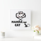 ママの大きな動物の猫たちクールは スクエア壁時計 (ホーム)