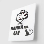 ママの大きな動物の猫たちクールは スクエア壁時計 (傾斜)
