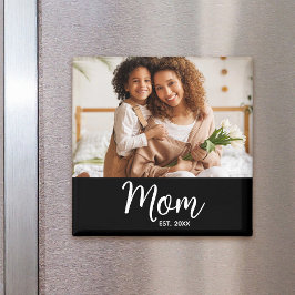 ママの大切な瞬間を白いスクリプトで飾る フォト ギフト シンプル ファン マグネット