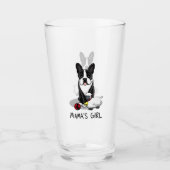 ママの女の子#2ボストンテリア犬（黒）かわいい タンブラーグラス (正面)