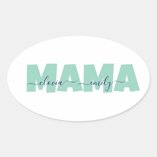 ママの子供の名前カスタマイズ 楕円形シール (正面)