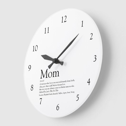 ママの定義の引用 現代のモノクロ 大型 ラージ壁時計 (傾斜)