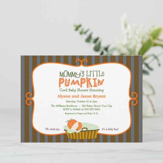 ママの小さなかぼちゃの赤ちゃんシャワー 招待状 (スタンド正面)