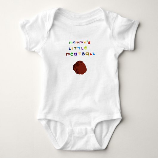 ママの小さなミートボールTシャツ ベビーボディスーツ (正面)