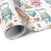 ママの小さなモンスター名前をカスタムする年齢チャイルド ラッピングペーパー (ロールコーナー)