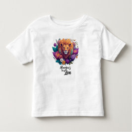 ママの小さなライオンは花で子どもを作る トドラーTシャツ