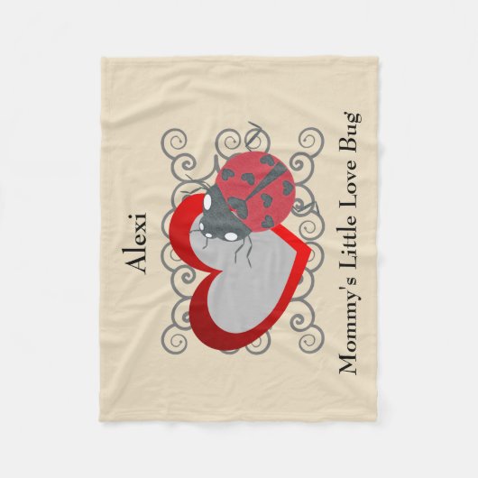 ママの小さなラブバグ毛布パーソナライズされた布 フリースブランケット (正面)