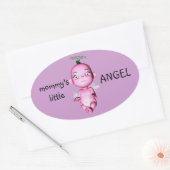 ママの小さな天使のステッカー 楕円形シール (封筒)