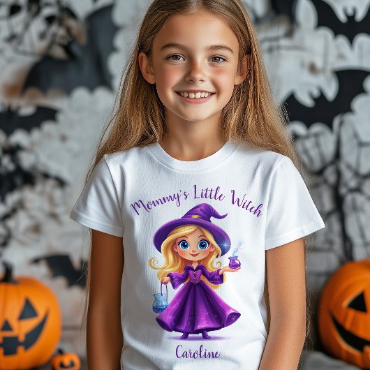 ママの小さな魔女ハロウィンガール名 Tシャツ