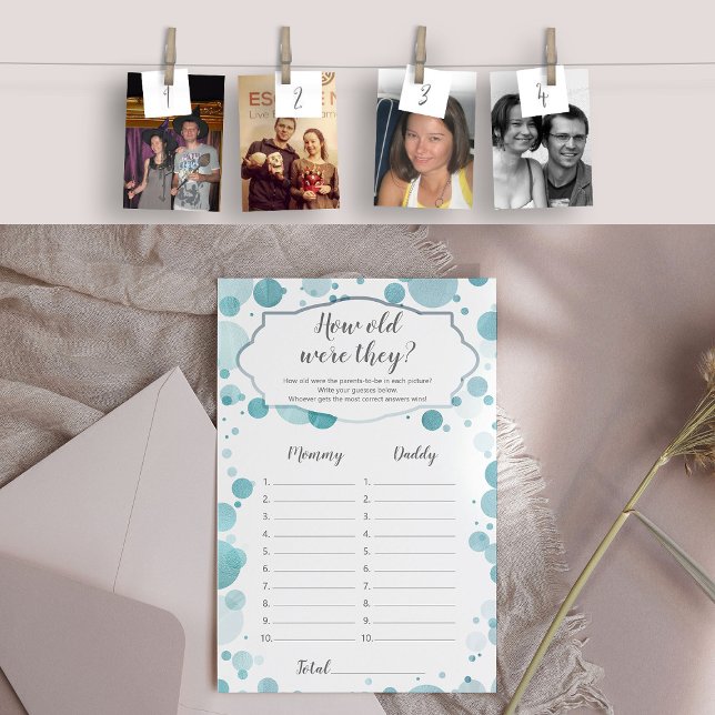 ママの年齢パパ写真チャレンジベイビーシャワー (How old were they?)