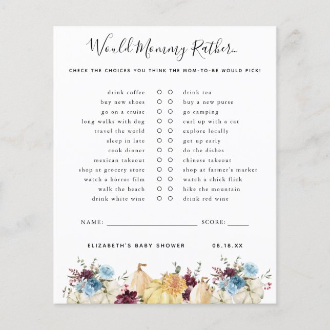 ママの方が |赤ちゃんシャワーゲーム (正面)