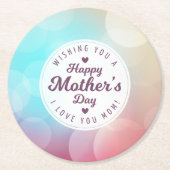 ママの日が大好き |コースター ラウンドペーパーコースター (正面)