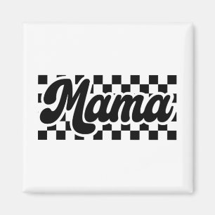 ママの日レトロヴィンテージママ市松模様にママ マグネット