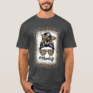 ママの日常 ブリーチ メッシー バン 女性 ヒョウ柄 母 Tシャツ