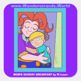 ママの日曜朝食大ステッカー スクエアシール