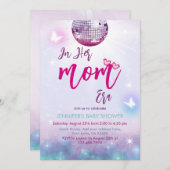 ママの時代のパープルミュージックベイビーシャワー 招待状 (正面/裏面)