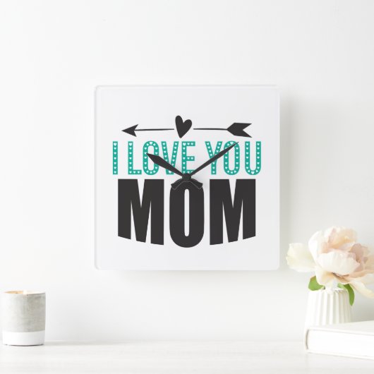 ママの時計が大好き スクエア壁時計 (ホーム)