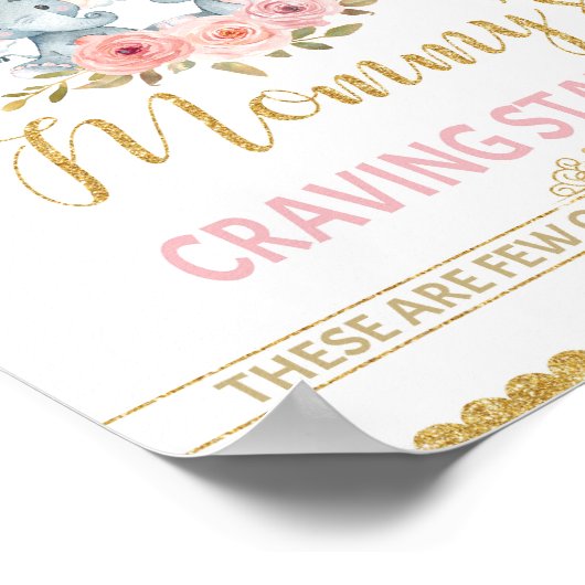 ママの渇望ステーションエレファントツインベビーシャワー ポスター (角)