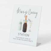 ママの渇望ステーション赤ちゃんシャワー緑のサイン 台座サイン (正面)