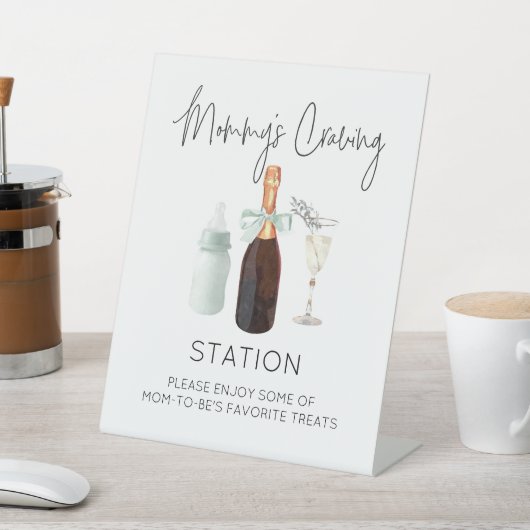 ママの渇望ステーション赤ちゃんシャワー緑のサイン 台座サイン (インサイチュ)