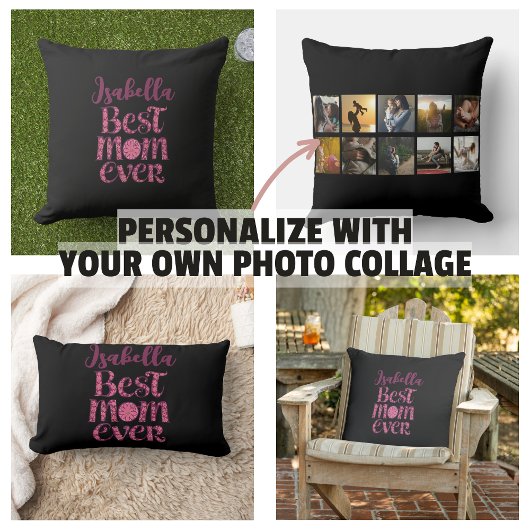 ママの特別なフォトコラージュ 引用 ランバークッション