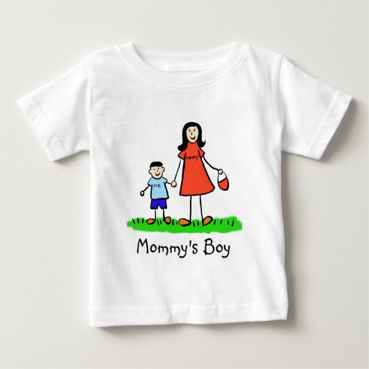 ママの男の子の母と息子のカスタム家族のアートシャツ ベビーTシャツ (正面)