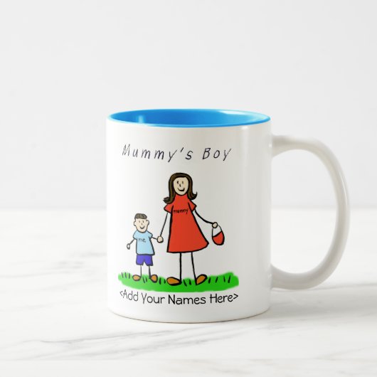 ママの男の子 – Brunette Mother & Son カスタム Mug ツートーンマグカップ (右)