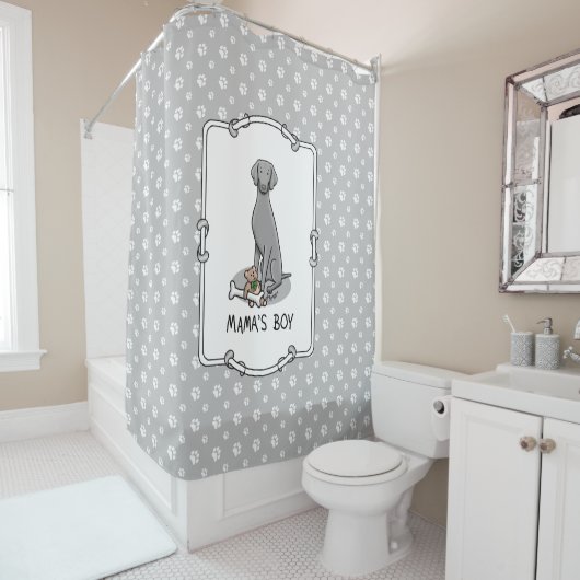 ママの男の子Weimaraner （グレー1）おもちゃ犬のママかわいい シャワーカーテン (インサイチュ)