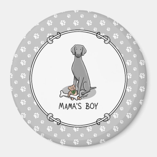ママの男の子Weimaraner (グレー1)おもちゃ犬のママかわいい マグネット (正面)