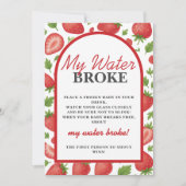 ママの羊水が破れた！イチゴのベビーシャワーゲーム 招待状 (正面)