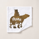 ママの背中に1匹の子が乗ったママ・ベア バスタオルセット (ウォッシュタオル)