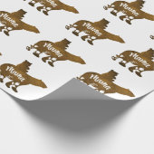 ママの背中に1匹の子が乗ったママ・ベア ラッピングペーパー (角)