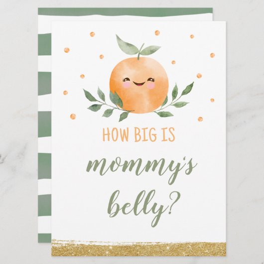 ママの腹のサインの大きさを推測するかわいこちゃん 招待状 (正面/裏面)