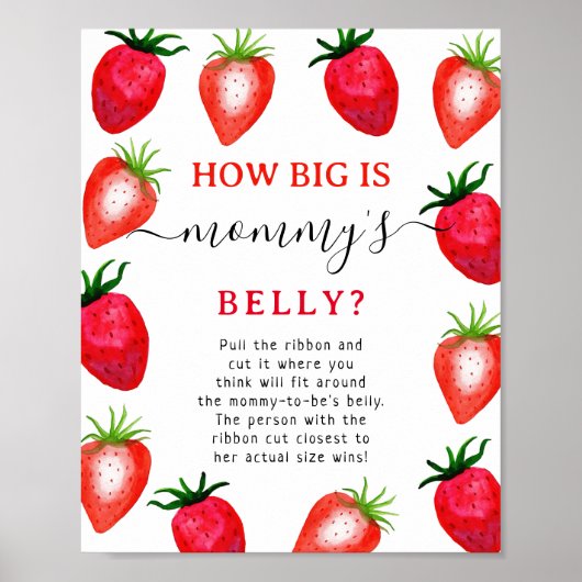 ママの腹の大きさはどれくらい？イチゴの赤ちゃんシャワー ポスター (正面)