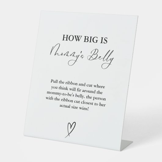 ママの腹の大きさ赤ちゃんシャワーゲーム 台座サイン (正面)