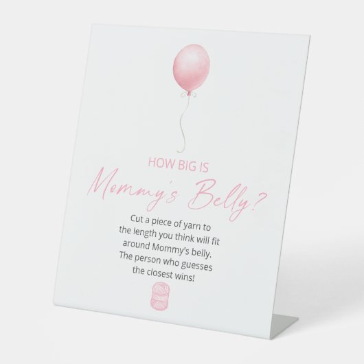ママの腹の大きさ – ピンクバルーン 台座サイン (正面)
