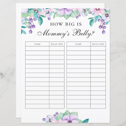 ママの腹の大きさ。フローラの赤ちゃんシャワー (正面/裏面)