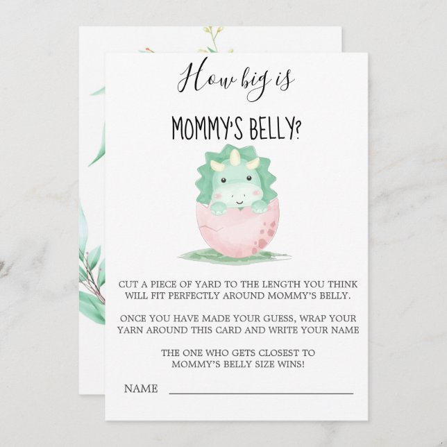 ママの腹の大きさ – 緑のピンクの恐竜 (正面/裏面)