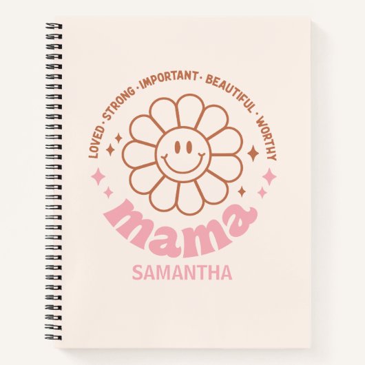ママの花：愛され、強く、美しく、価値がある ノートブック (正面)