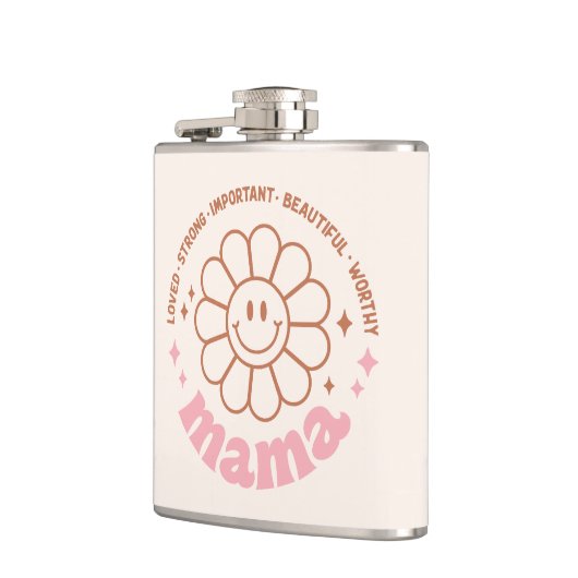 ママの花：愛され、強く、美しく、価値がある フラスク (左)