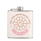 ママの花:愛され、強く、美しく、価値がある フラスク (正面)