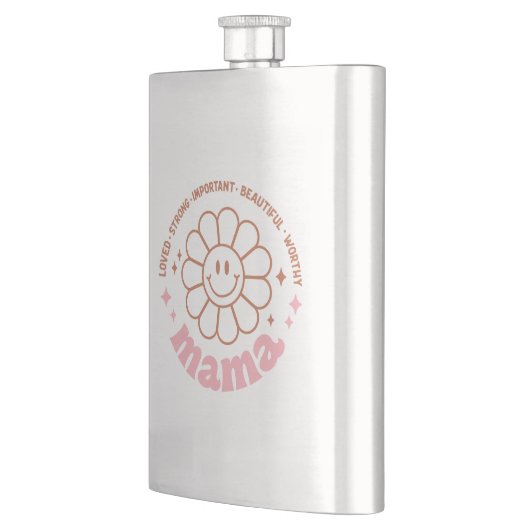 ママの花:愛され、強く、美しく、価値がある フラスク (左)