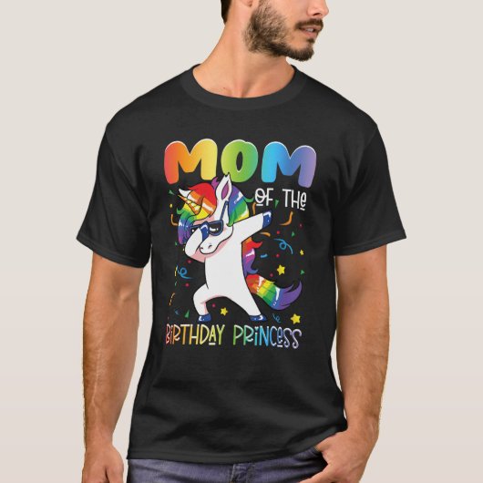ママの誕生日プリンセス女の子ダビングユニコーン Tシャツ (正面)