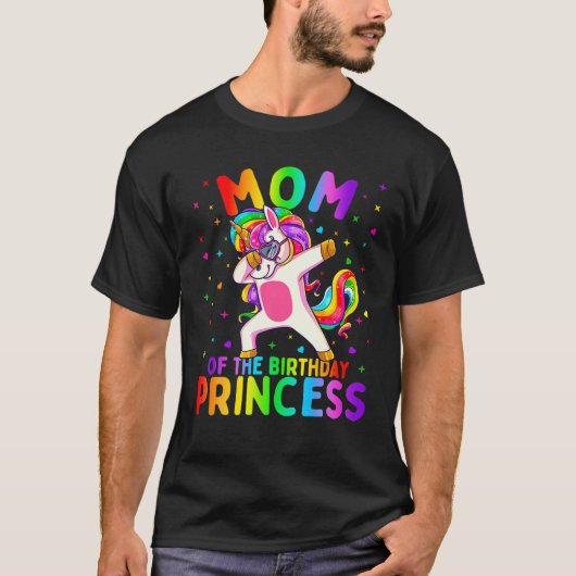 ママの誕生日プリンセス女の子ダビングユニコーン Tシャツ (正面)