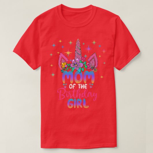 ママの誕生日女の子ユニコーン誕生日パーティーOu Tシャツ (デザイン正面)