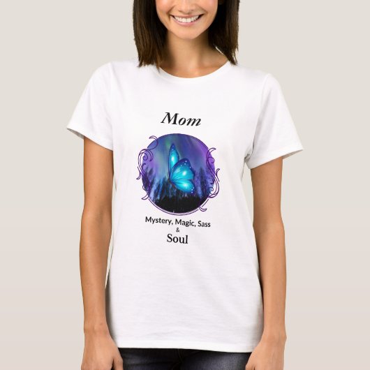 ママの謎めいた魅力と気品Tシャツ バタフライ Tシャツ (正面)